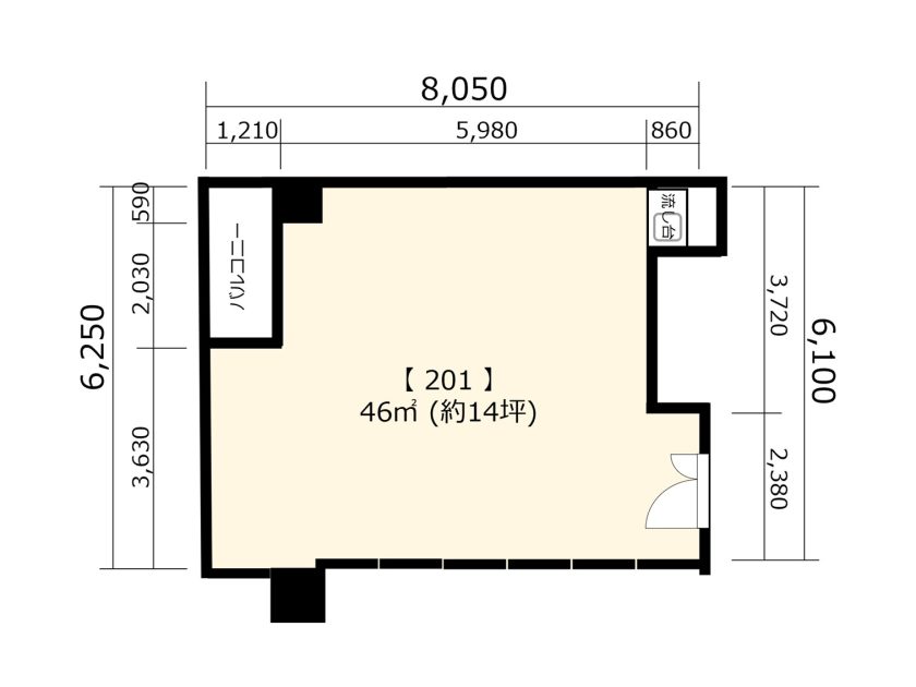 BPセントラルスペース南船場 2F – 201 フロアマップ