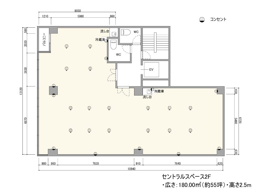 BPセントラルスペース南船場 2F – ワンフロア フロアマップ