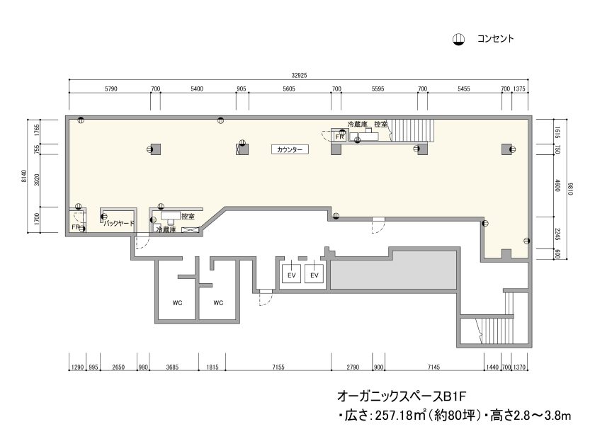 BPオーガニックスペース南船場 B1F – ワンフロア フロアマップ