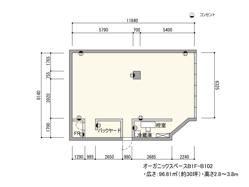 BPオーガニックスペース南船場 B1F – B102 フロアマップ